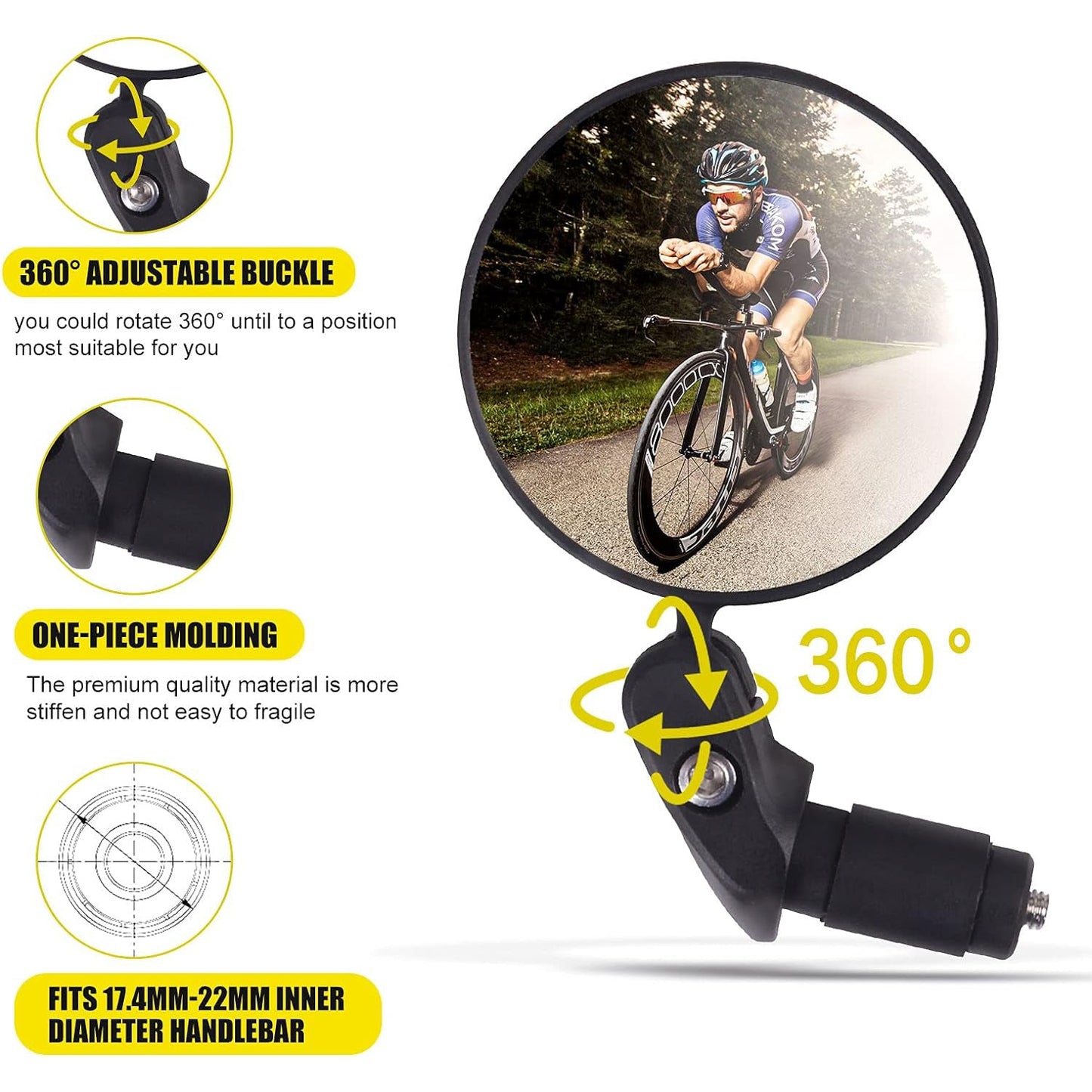 Bar End Bike Mirror: 360�� Rotatable & Foldable (1