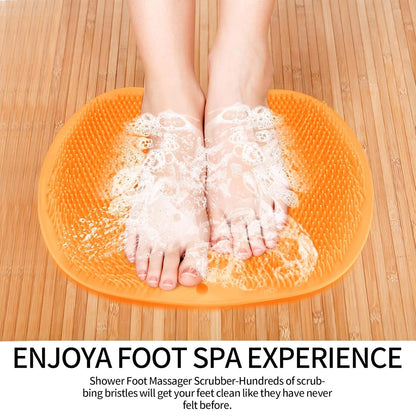 Yellow Silicone Bath Massage Cushion ��� Suction Cup Exfoliating Foot Scrubber