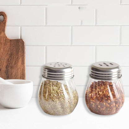 Apex Oregano & Chilli Flakes Dispenser Set ��� 2 Pcs Plastic Spice Shaker with Stainless Ste