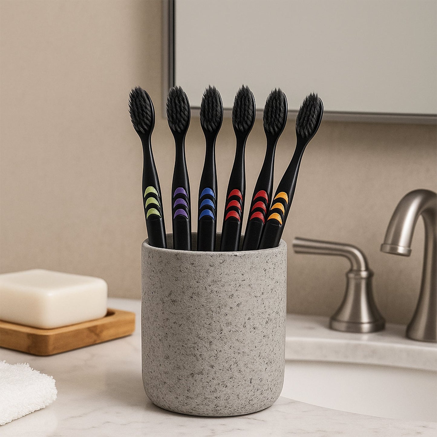 Soft Toothbrush With Plastic Round Box for Men and Women, Kids, Adults��Plastic Toothbrush (10 pcs
