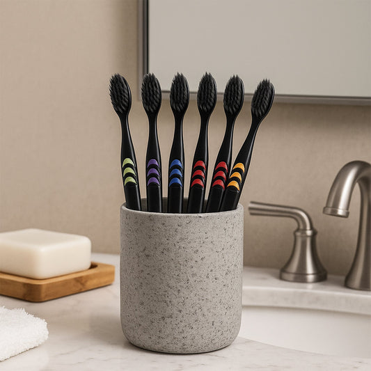 Soft Toothbrush With Plastic Round Box for Men and Women, Kids, Adults��Plastic Toothbrush (10 pcs
