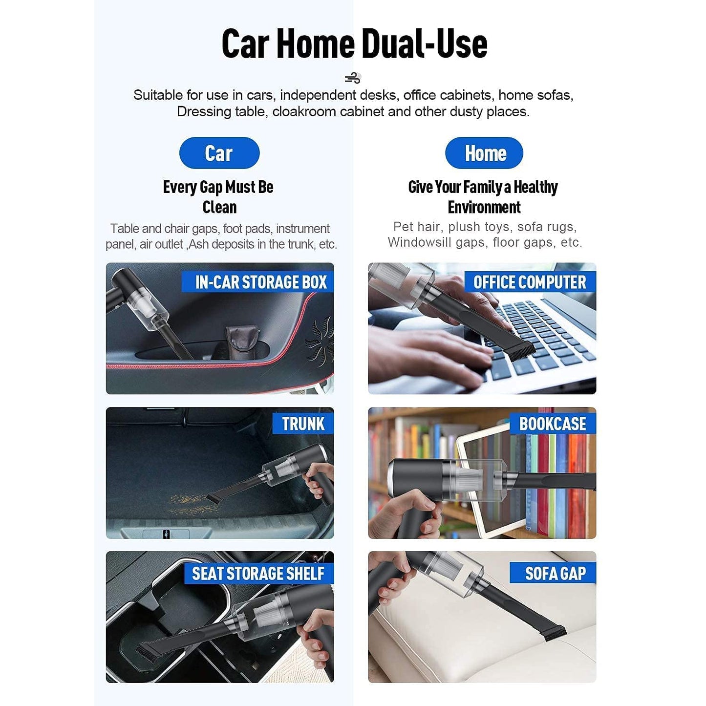 2 in 1 Wireless Vacuum Cleaner ��� 120W Handheld USB Rechargeable for Home & Car