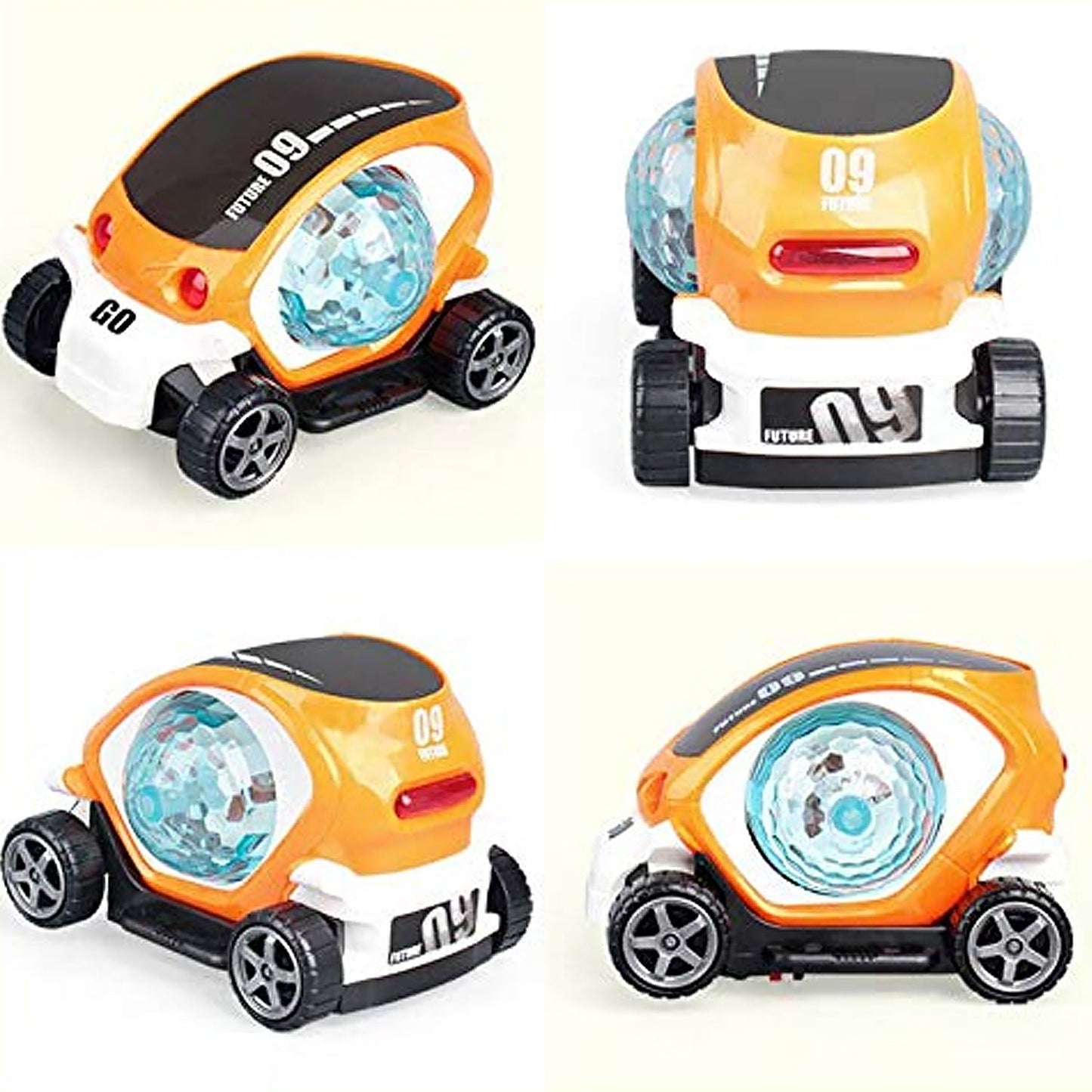 360�� Rotating Stunt Car Toy ��� Bump & Go with 4D Lights, Music & Disco Ball (1 Pc, Battery Not