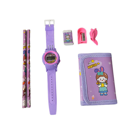 Stationery Set for Kids ��� 7-in-1 School Kit with Pencils, Eraser, Sharpener, Pouch & More (Pack of