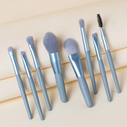 8-Piece Mini Makeup Brush Kit ��� Portable Premium Synthetic Set with Case (Mix C