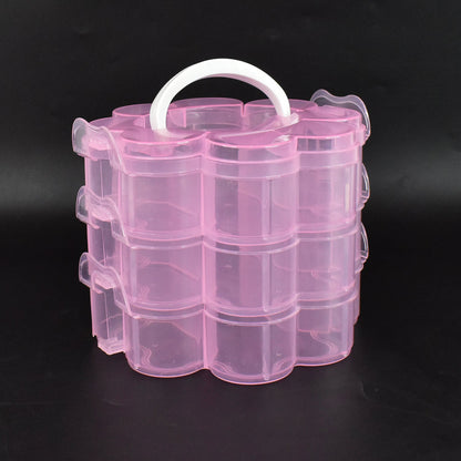 3-Layer Transparent Plastic Flower-Shaped Storage Box with 9 Grids