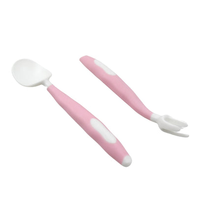 Silicone Bendable Kids Spoon & Fork Set ��� Toddler Self-Feeding Utensils (2 P