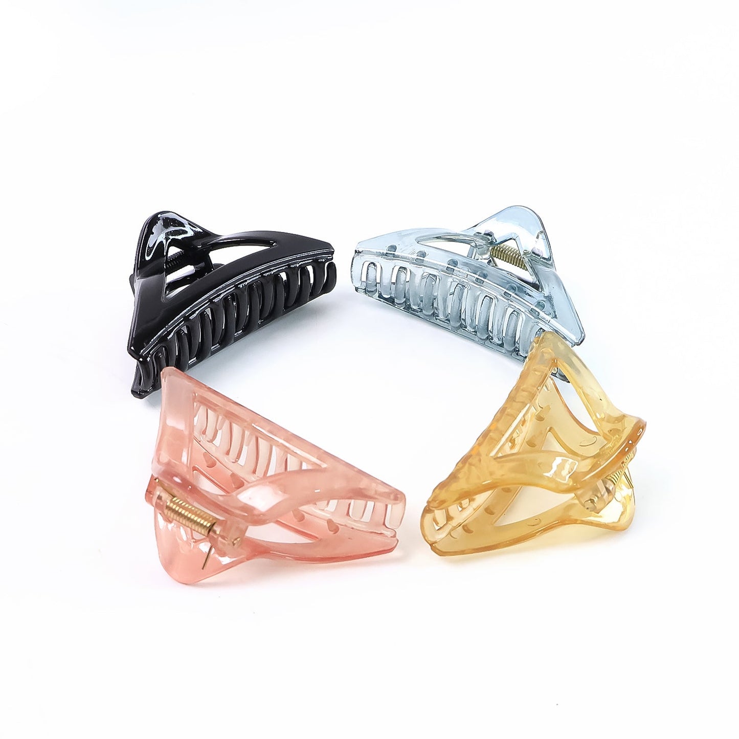 Triangle Shape Mix Color Plastic Hair Claw Clip ��� 12 Pc Durable Grip for Women and