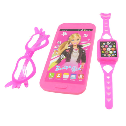 Barbiee Musical Phone, Watch & Glasses Set for Girls ��� ABS Calling Toy (3-Piece, Battery Not Inc
