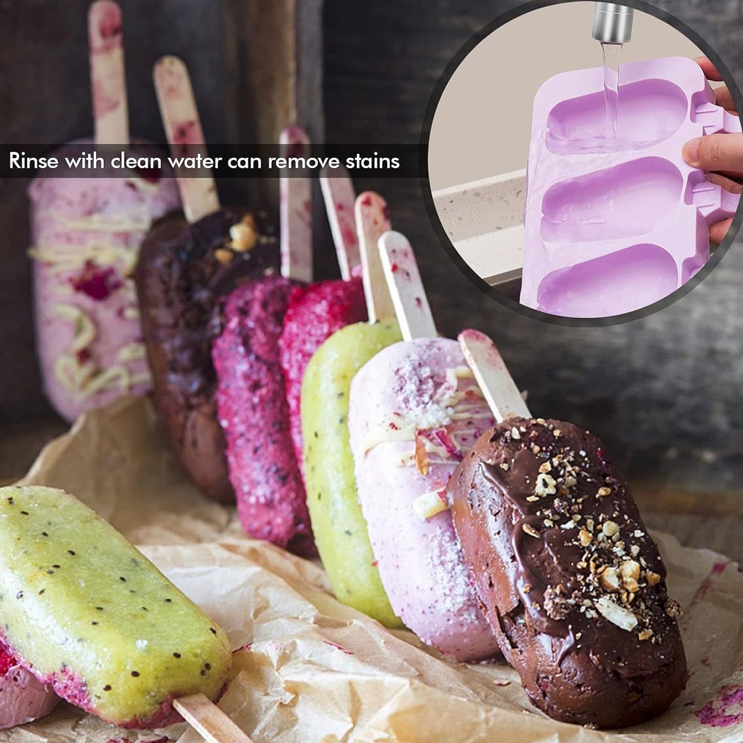 Silicone Sicle Molds ��� DIY Ice Pops with Lids & 50