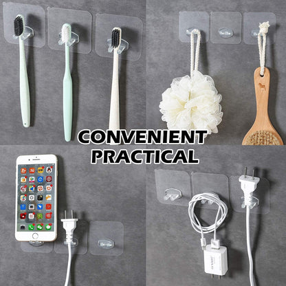 Transparent Self-Adhesive Wall Hook ��� Drill-Free, Waterproof & Oil-Proof for Toothbrush, Socket