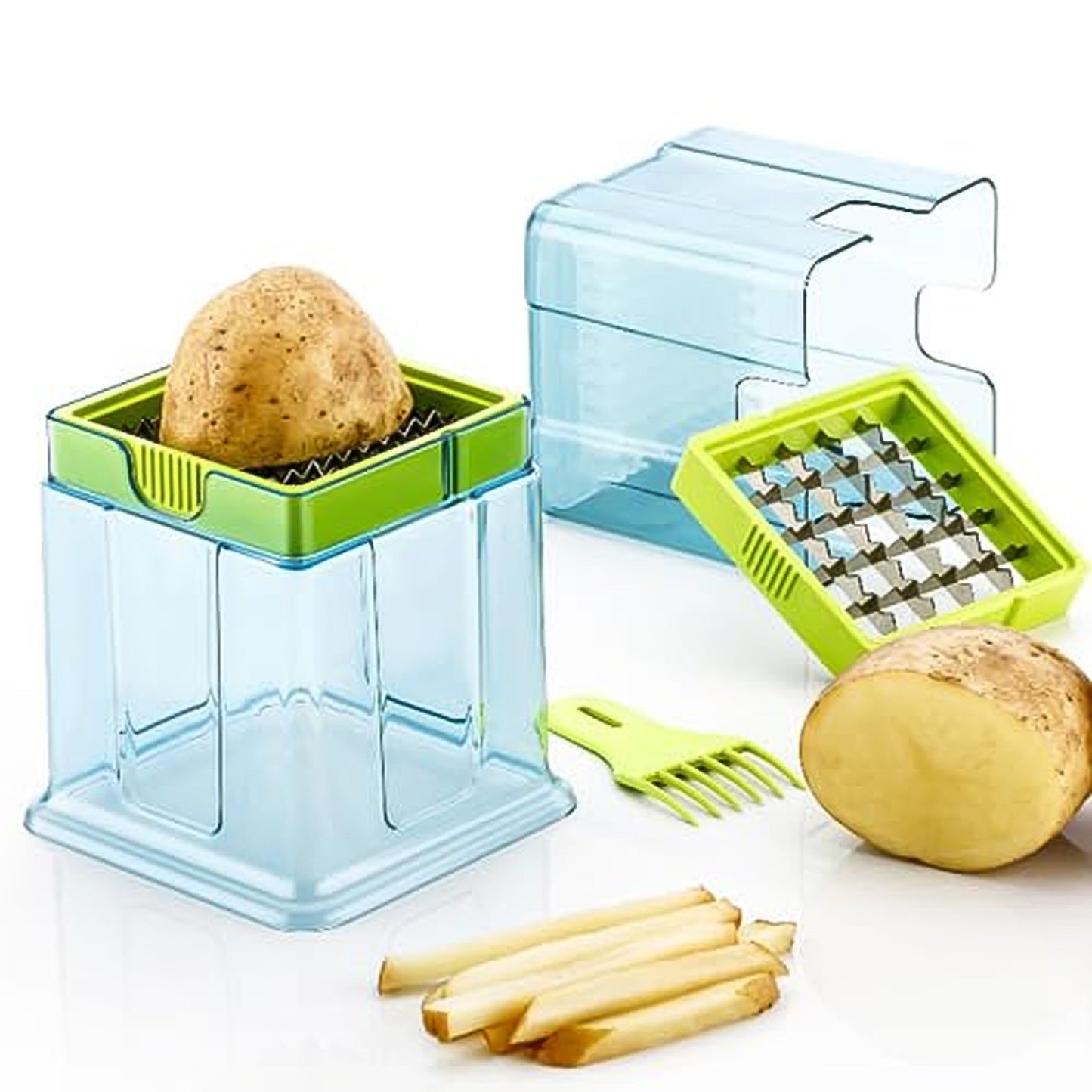 2-in-1 Potato Chipper & Slicer ��� French Fries Maker with Two-Blade Cutter