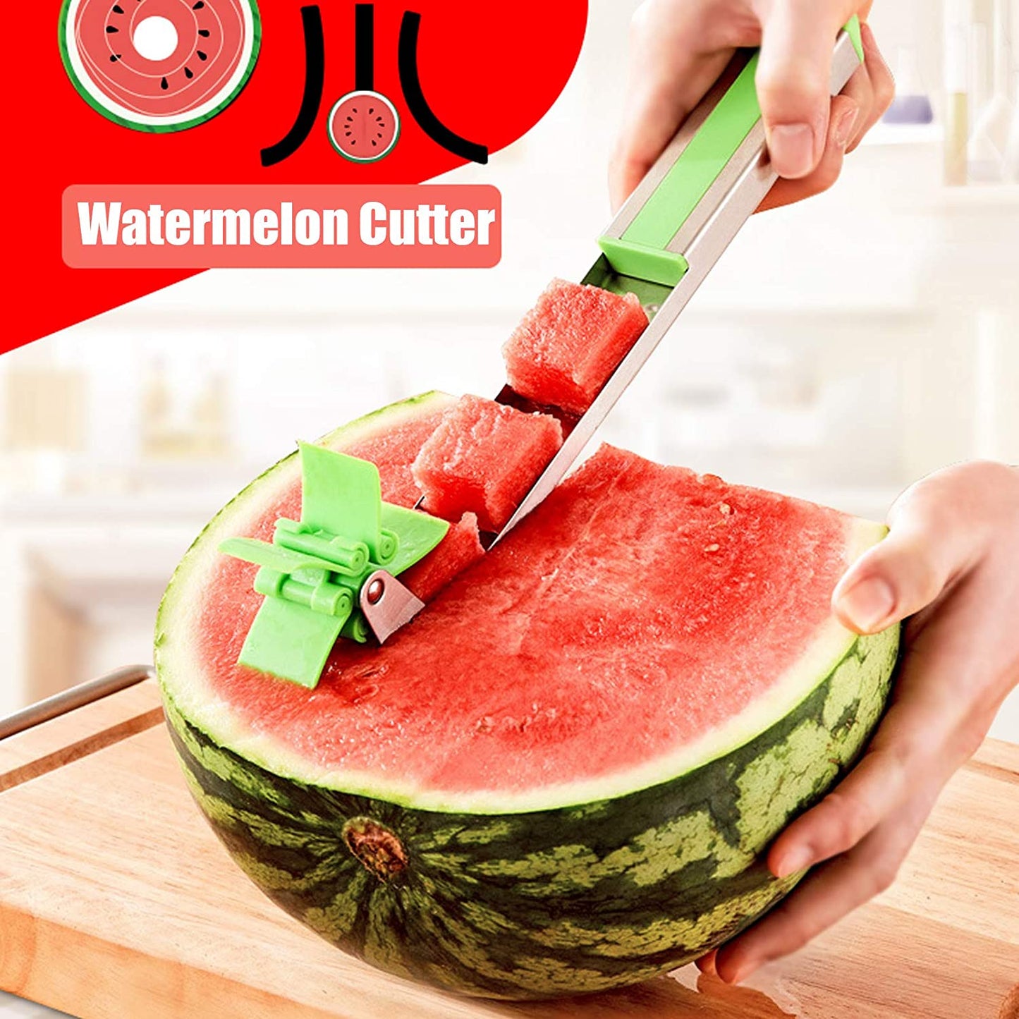 Stainless Steel Washable Watermelon Cutter ��� Windmill Slicer &