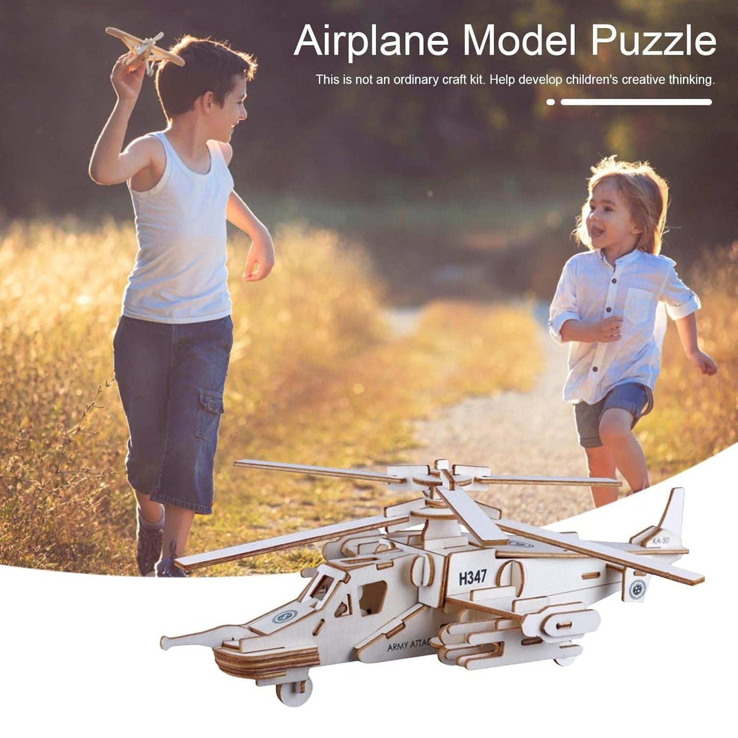 3D Wooden Aircraft Puzzle DIY Assembly Kit (Mix Design ���