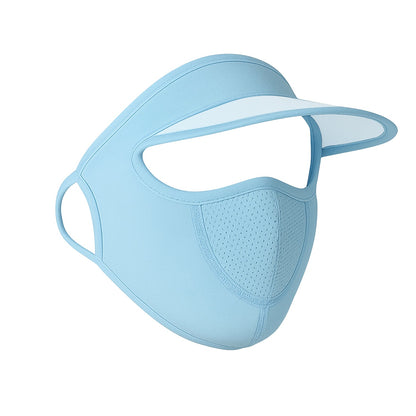 Women's Full Face UV Protection Cap with Built-in Mask and Wide Brim Visor ��� Breathable