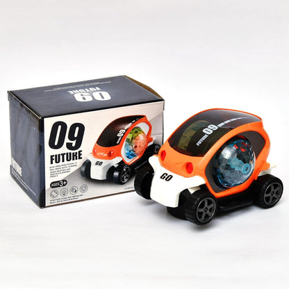 360�� Rotating Stunt Car Toy ��� Bump & Go with 4D Lights, Music & Disco Ball (1 Pc, Battery Not