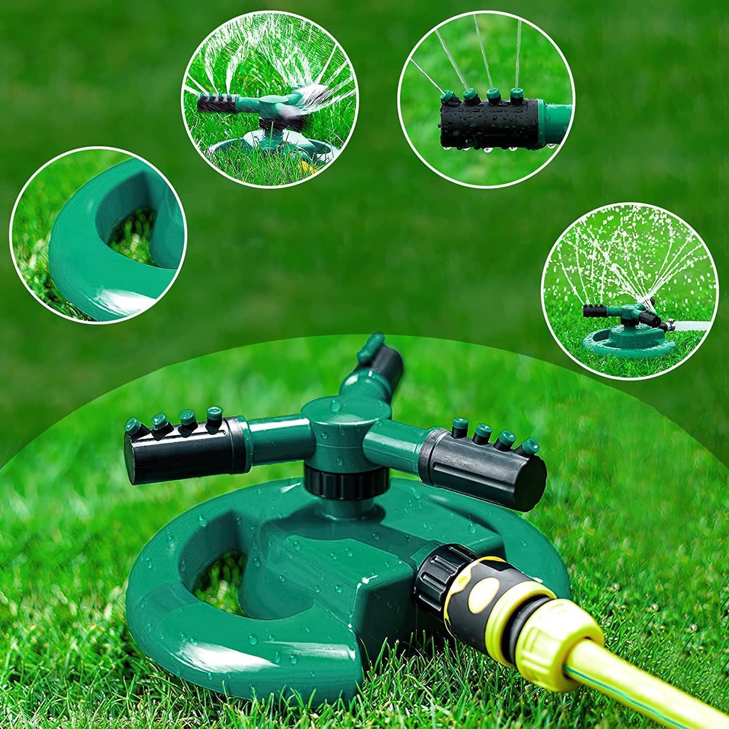 3 Arm 360�� Sector Rotating Water Sprinkler Garden Pipe Hose Irrigation