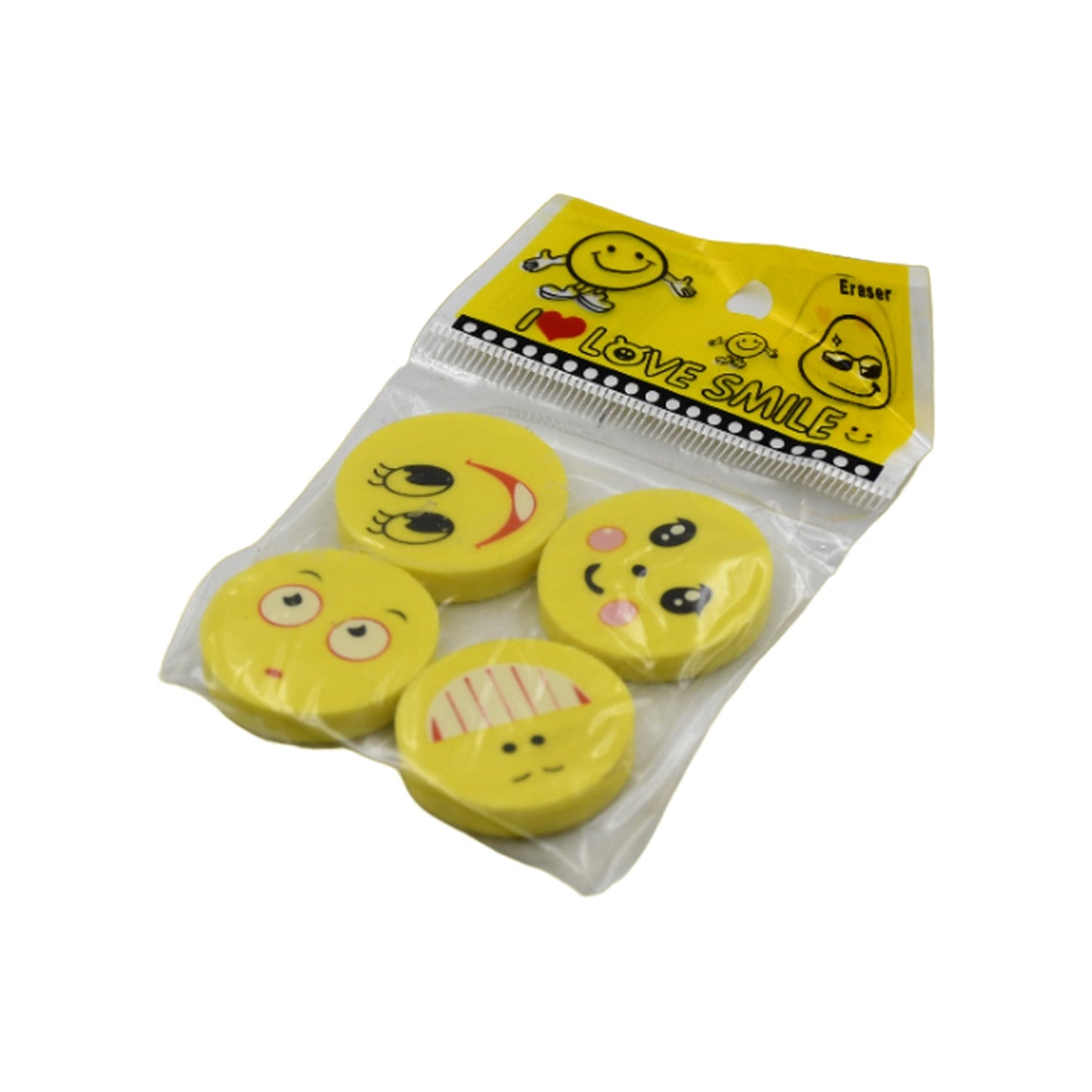 Cute Smile Emoji Eraser Set ��� Perfect for Kids (4p