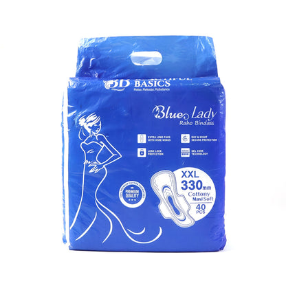 Beautiful Basics Blue Lady Extra Long Pads With Wides Wings Sanitary Pads ��� 330 mm, 4