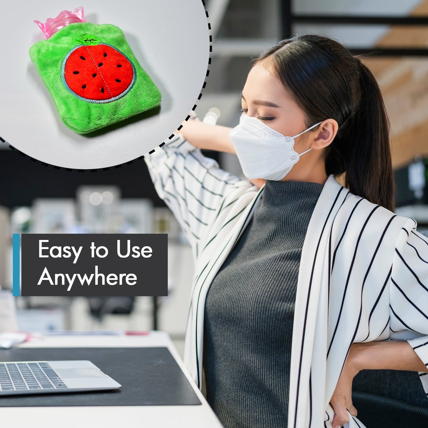 Watermelon Small Hot Water Bag with Cover ��� Pain Relief