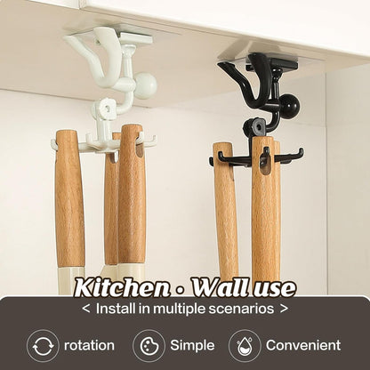360�� Rotating 6-Claw Hook ��� Kitchen & Bathroom Organizer (1 P