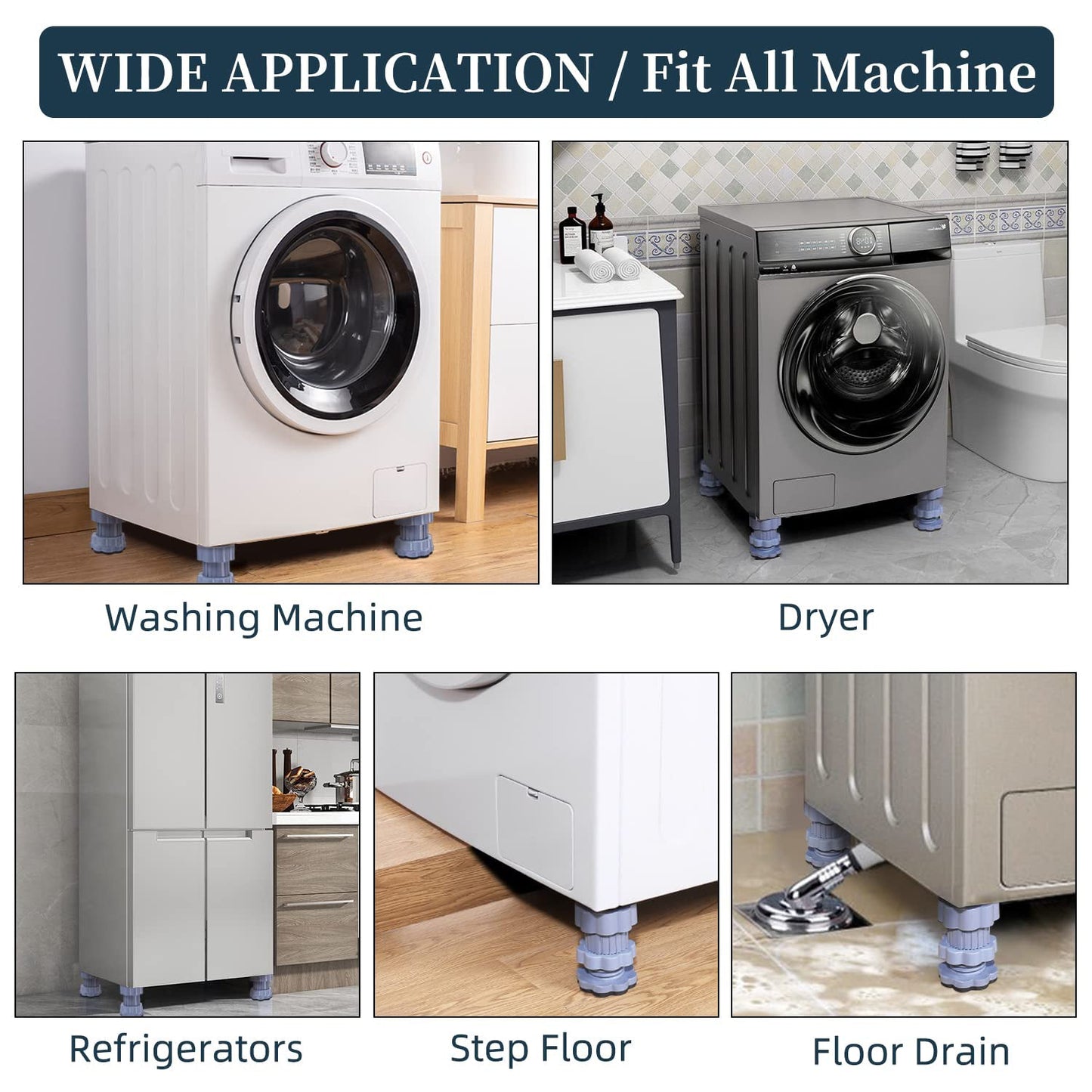 Washing machine support, anti vibration washing machine support adjustable washer anti vibrasion pads, washer & dryer pedestals,��Washing Machine Accessory Anti- Skid Pad PVC Lifting Pad Non-Slip ( 1