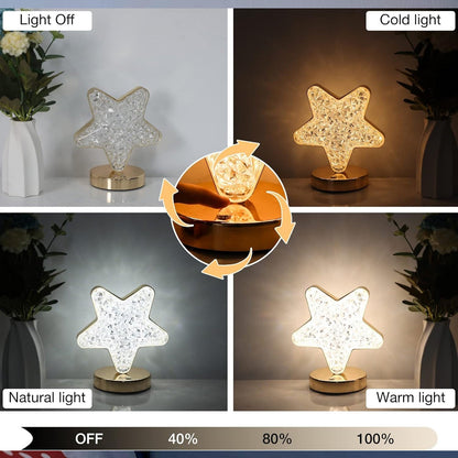 Star Crystal Diamond Touch Lamp ��� USB Rechargeable, 3-Way Di