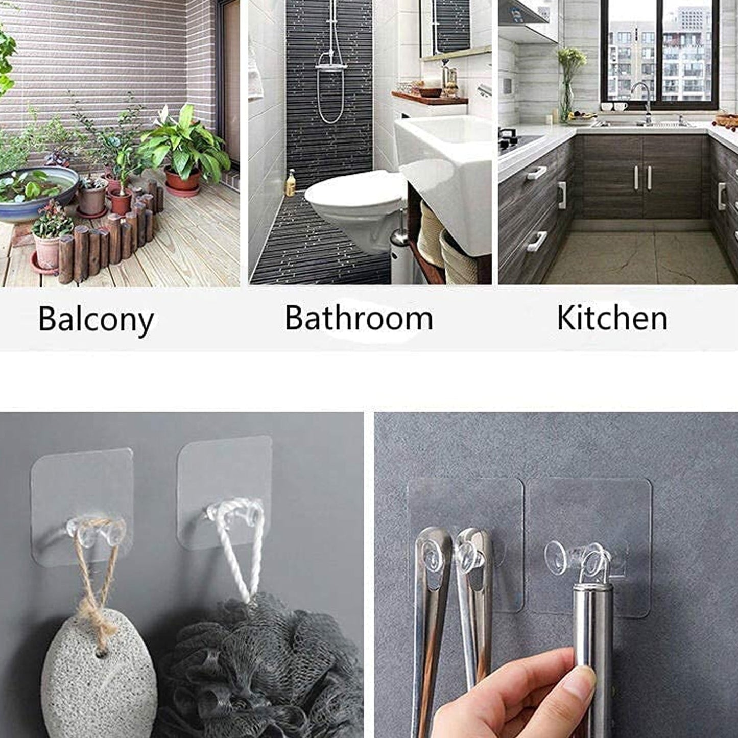 Transparent Self-Adhesive Wall Hook ��� Drill-Free, Waterproof & Oil-Proof for Toothbrush, Socket