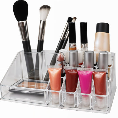 16 Compartment Cosmetic Makeup Jewellery Lipstick Storage Organiser Box, Cosmetic Storage Box Make-up Lipstick Organizer / Lipstick Holder Case  Transparent