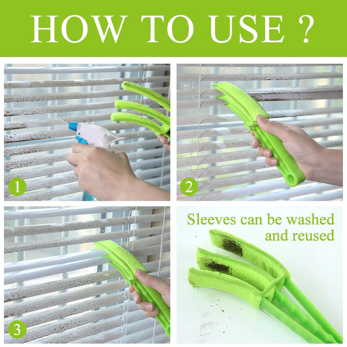 Window Blind Cleaner Brush with Microfiber Sleeves ��� Dusting Tool for Shutters & AC