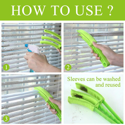 Window Blind Cleaner Brush with Microfiber Sleeves ��� Dusting Tool for Shutters & AC