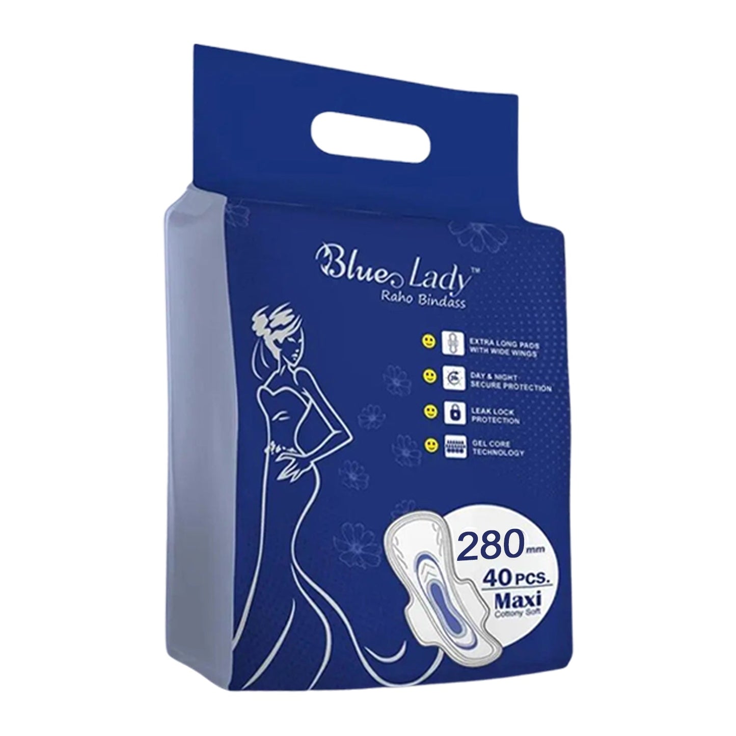 Beautiful Basics Blue Lady Extra Long Pads With Wides Wings Sanitary Pads ��� 280 mm, 4