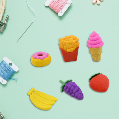 3D Food Fancy & Colorful Erasers ��� Cute Novelty Eraser Set for Kids & School Prize (1 Set / Mix Design &