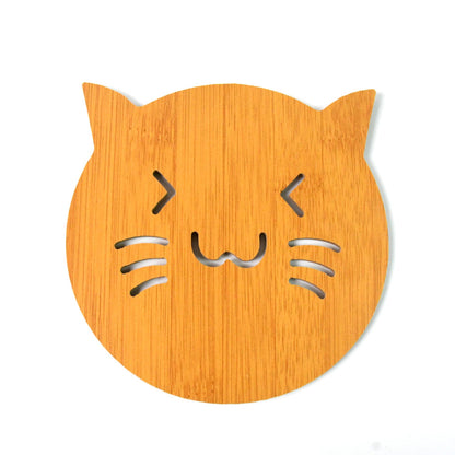 Square Bamboo Wood Table Place mat Hot Pot Cup Mat Tea Coaster(14��14 Cm / 1