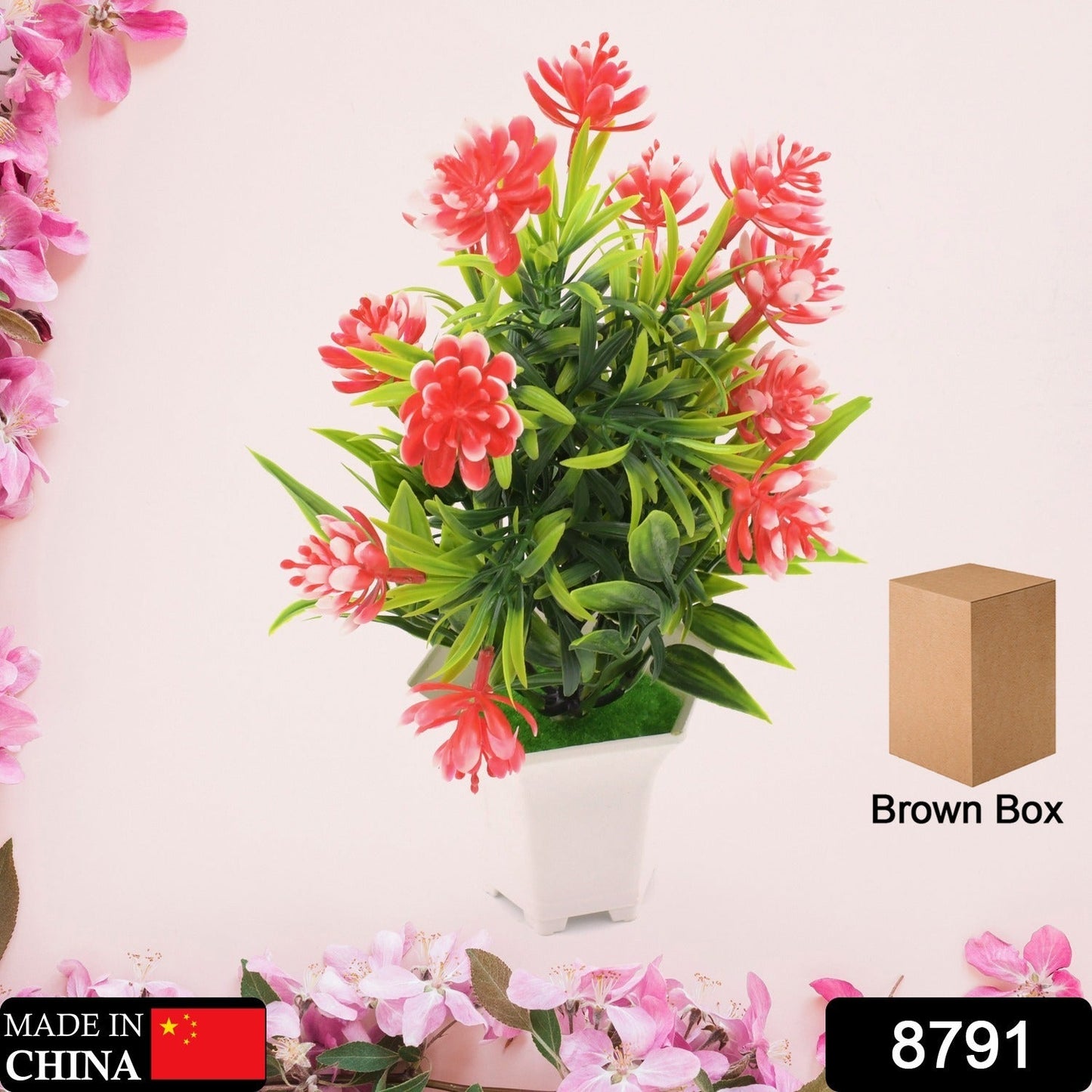 Wild Artificial Flower Plant for Home & Office Decor (1 Pc, Cute Pot)