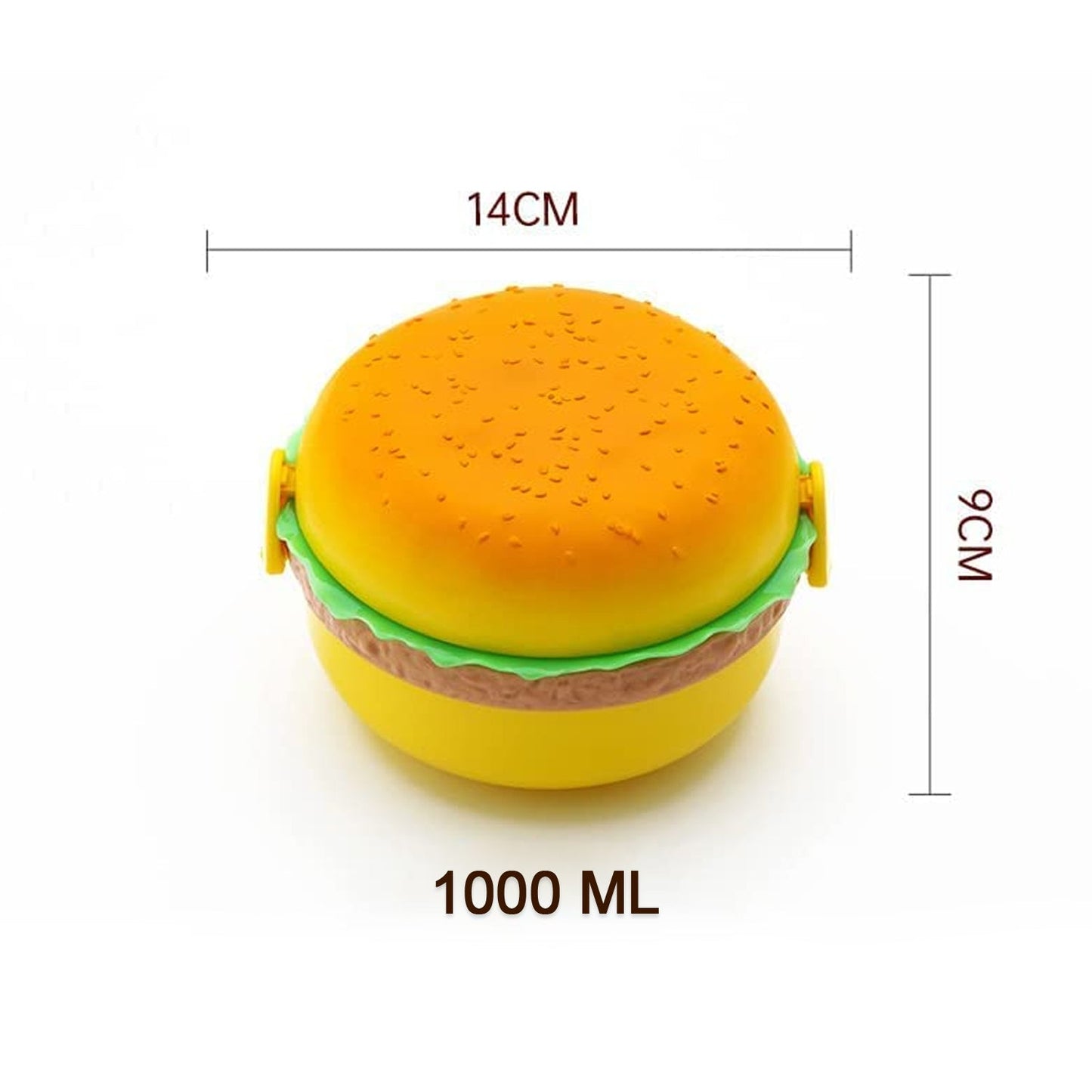 Burger Shape Lunch Box ��� Double Layer 1000ml Food Container with 2 Spoons fo