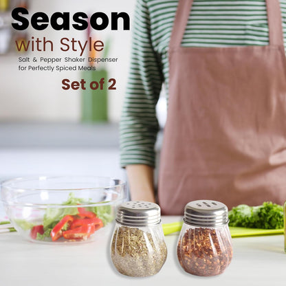 Apex Oregano & Chilli Flakes Dispenser Set ��� 2 Pcs Plastic Spice Shaker with Stainless Ste