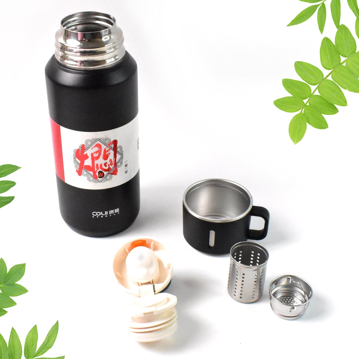 Stainless Steel Vacuum Insulated Water Bottle ��� 900ML Approx, Leak-Proof, Wide Mouth with Hanging Strap (Mix
