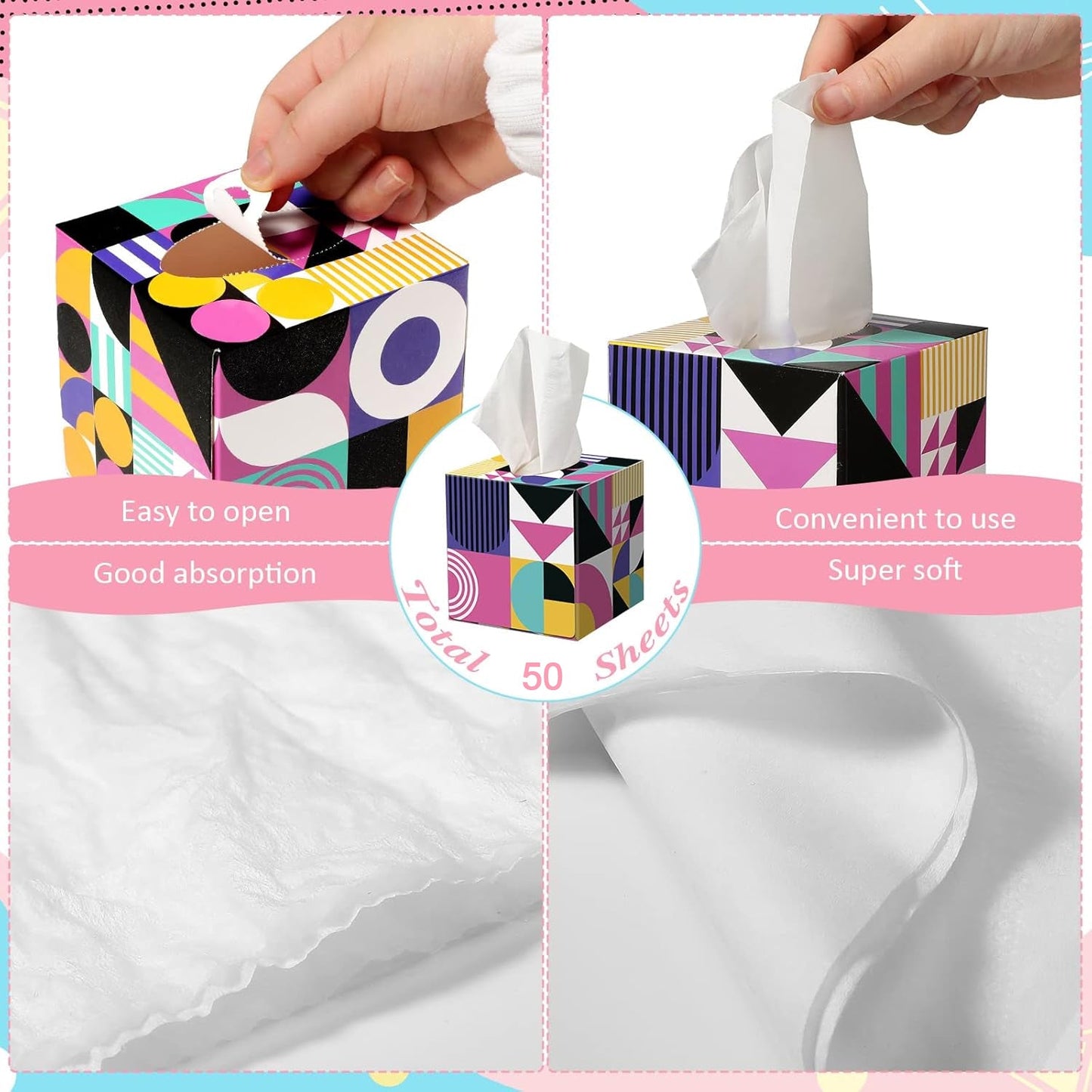 Tissues Cube Box ��� Stylish and Practical Tissue Holder for Home & Office (50 Pcs Set A