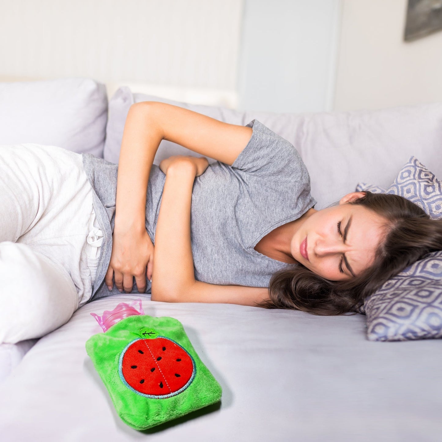 Watermelon Small Hot Water Bag with Cover ��� Pain Relief