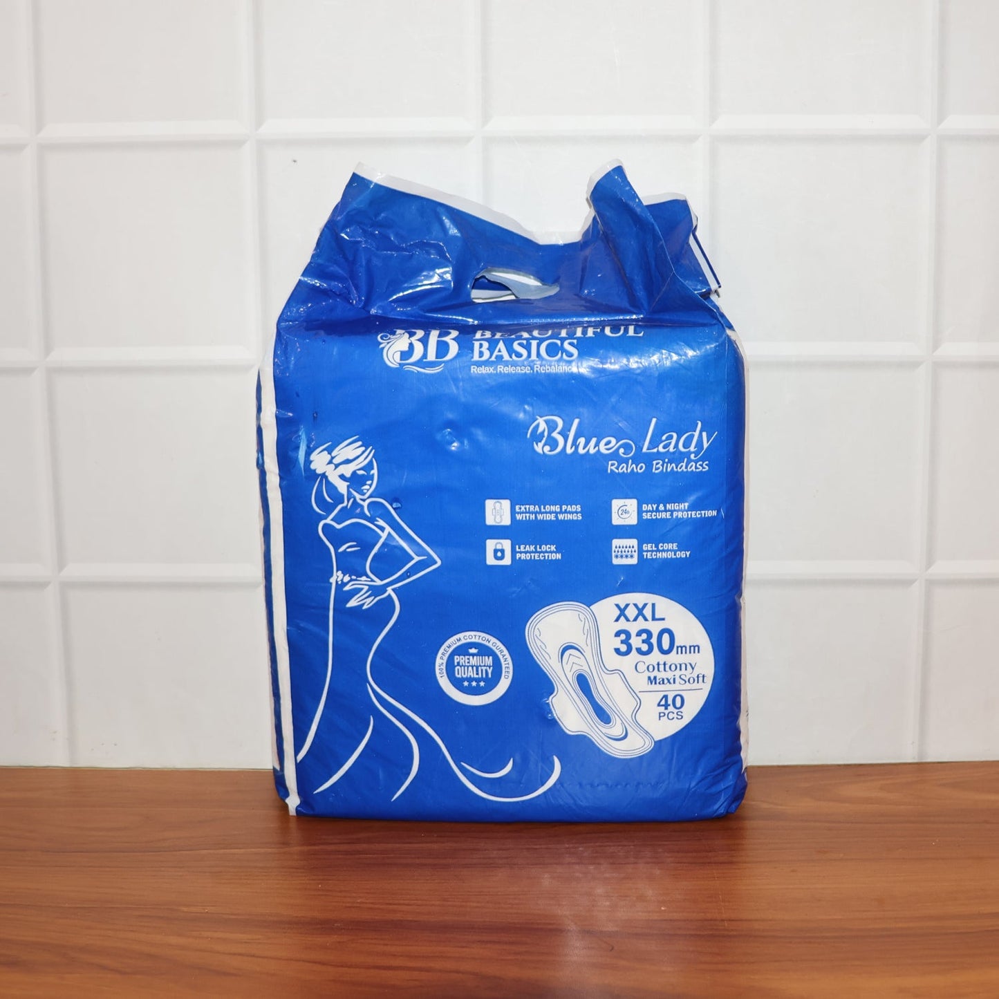 Beautiful Basics Blue Lady Extra Long Pads With Wides Wings Sanitary Pads ��� 330 mm, 4