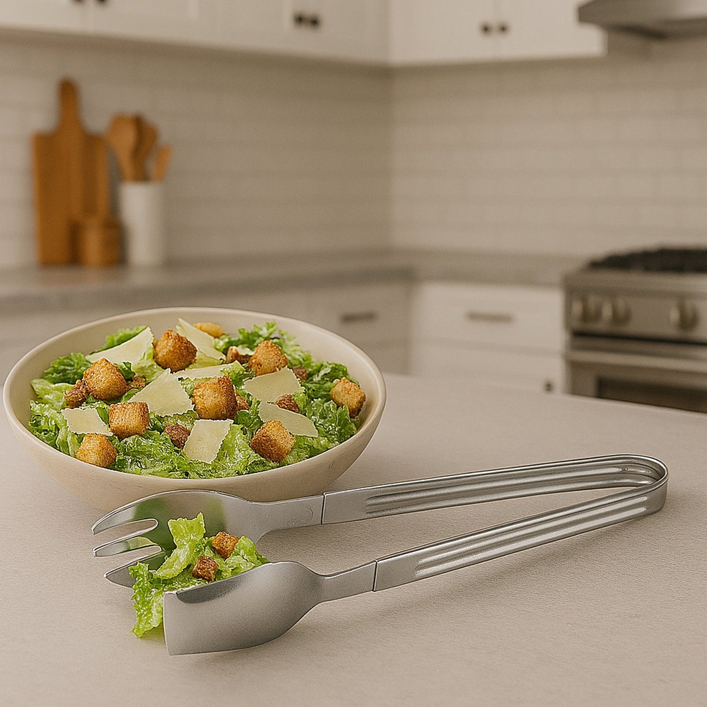 Stainless Steel Multipurpose Serving Tong ��� 2-in-1 Pasta & Salad Tong