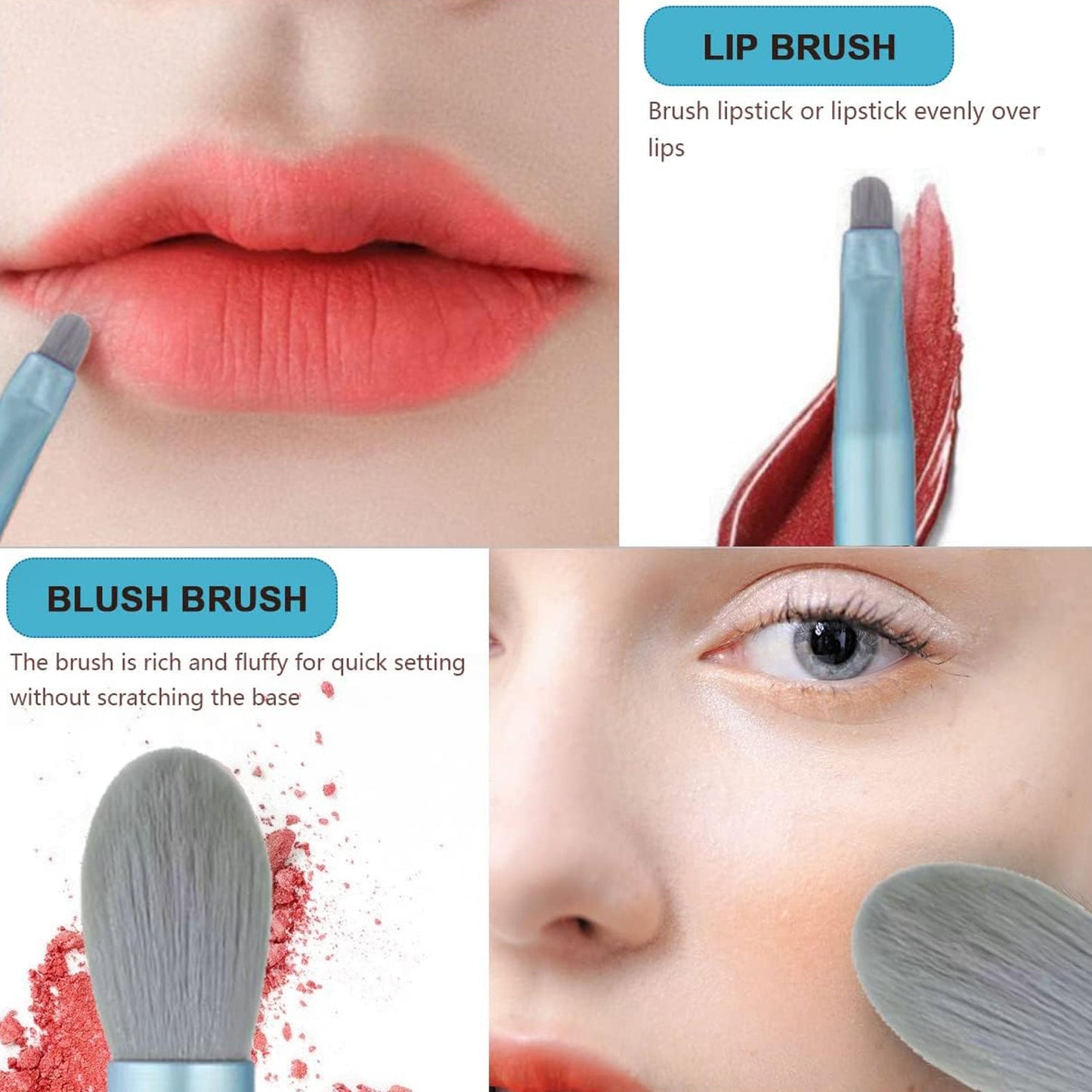 8-Piece Mini Makeup Brush Kit ��� Portable Premium Synthetic Set with Case (Mix C