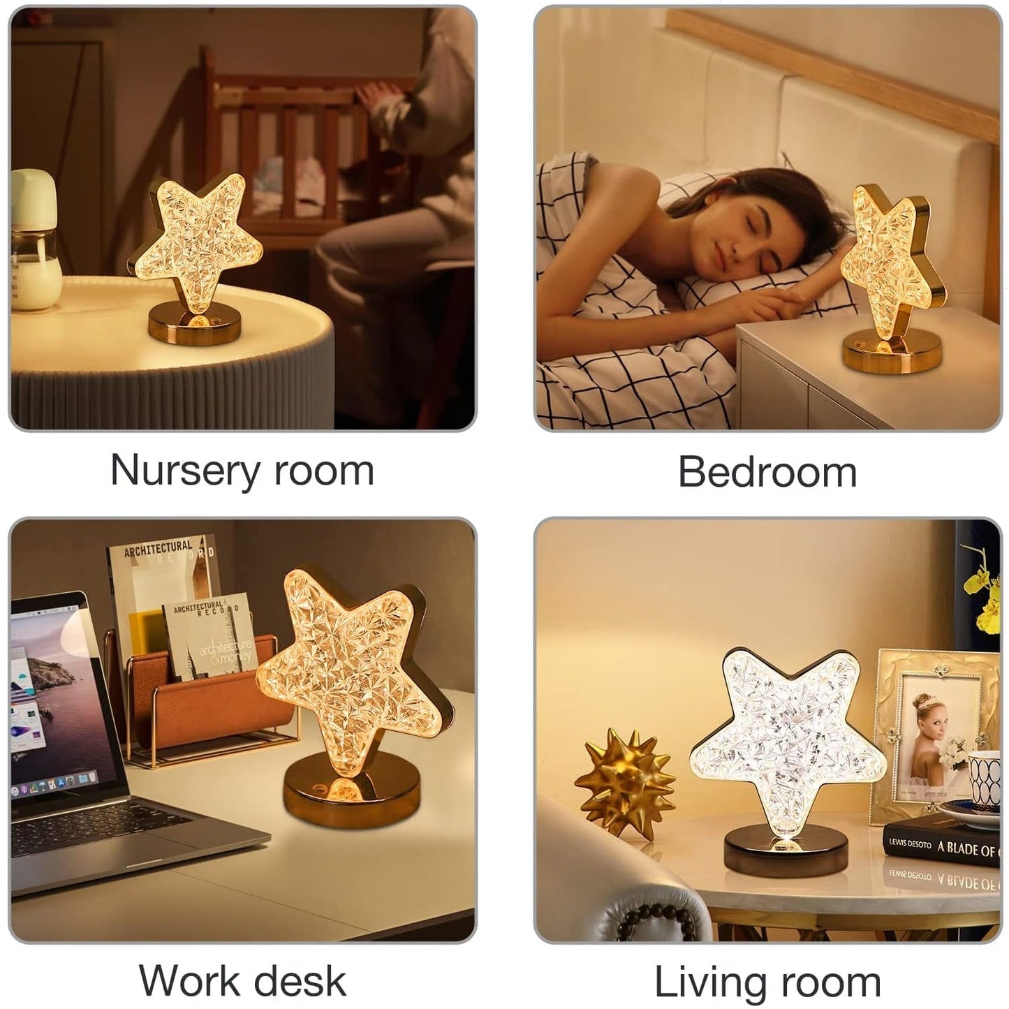 Star Crystal Diamond Touch Lamp ��� USB Rechargeable, 3-Way Di