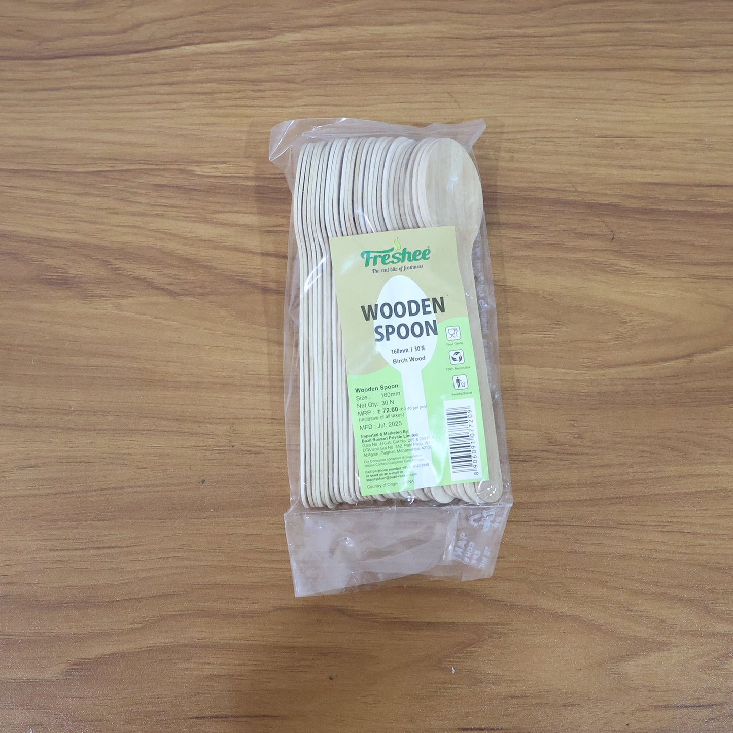 160mm Wooden Spoon ��� 30 Pc