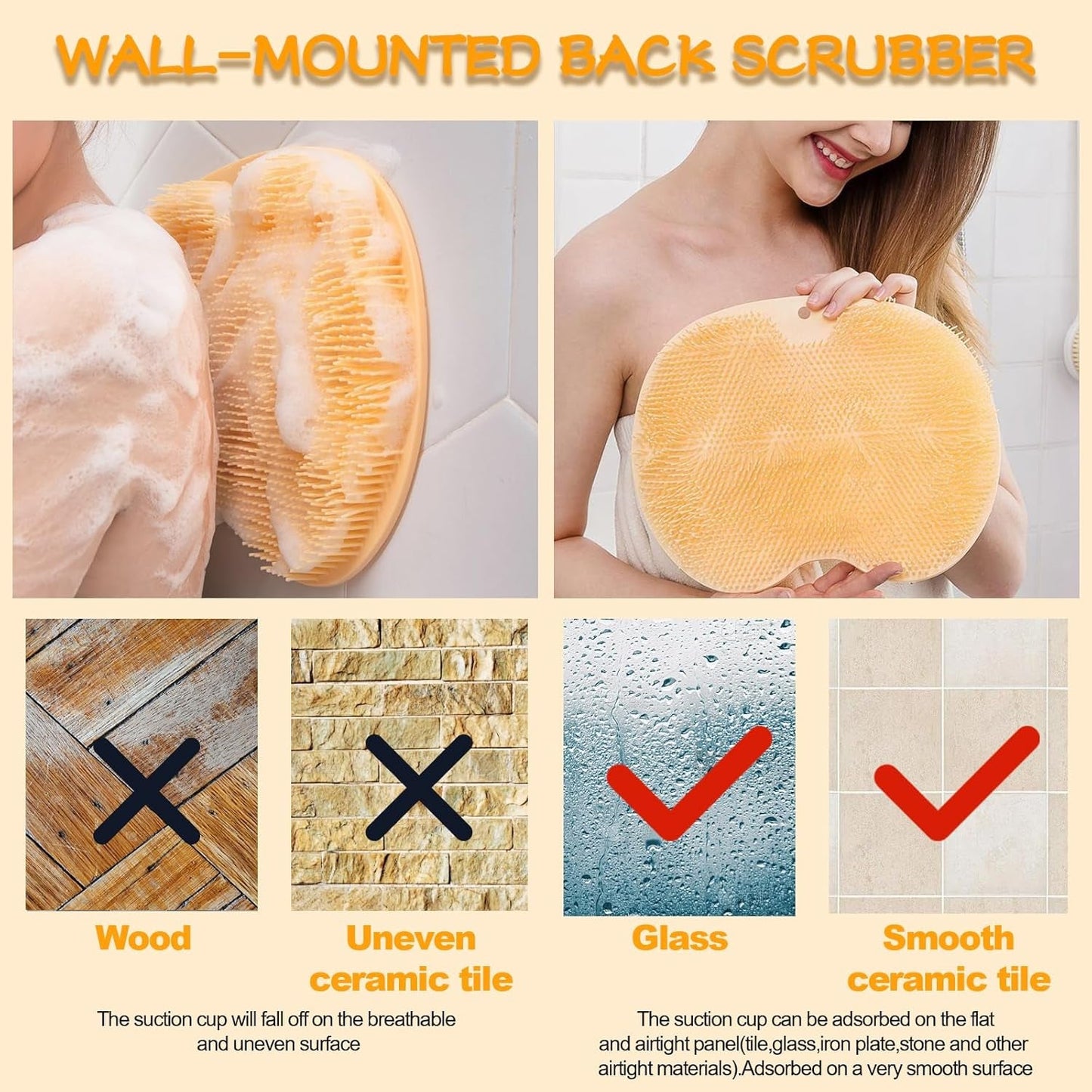 Yellow Silicone Bath Massage Cushion ��� Suction Cup Exfoliating Foot Scrubber