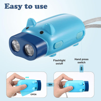 2-LED Hand Press Torch ��� Battery-Free Hand Crank Flas