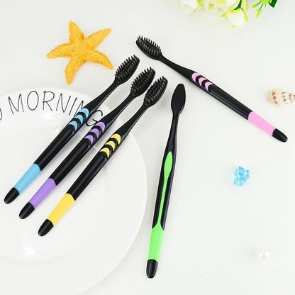 Soft Toothbrush With Plastic Round Box for Men and Women, Kids, Adults��Plastic Toothbrush (10 pcs