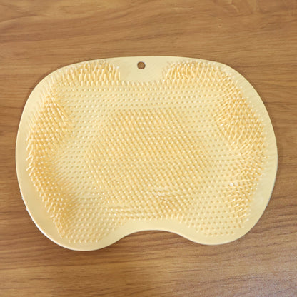 Yellow Silicone Bath Massage Cushion ��� Suction Cup Exfoliating Foot Scrubber