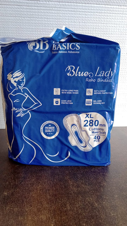 Beautiful Basics Blue Lady Extra Long Pads With Wides Wings Sanitary Pads ��� 280 mm, 4